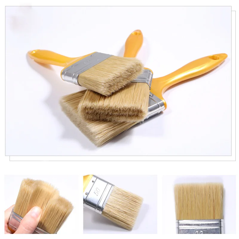 Industrial DIY Paint Brush Yellow Handle Plastic Tubes Hole