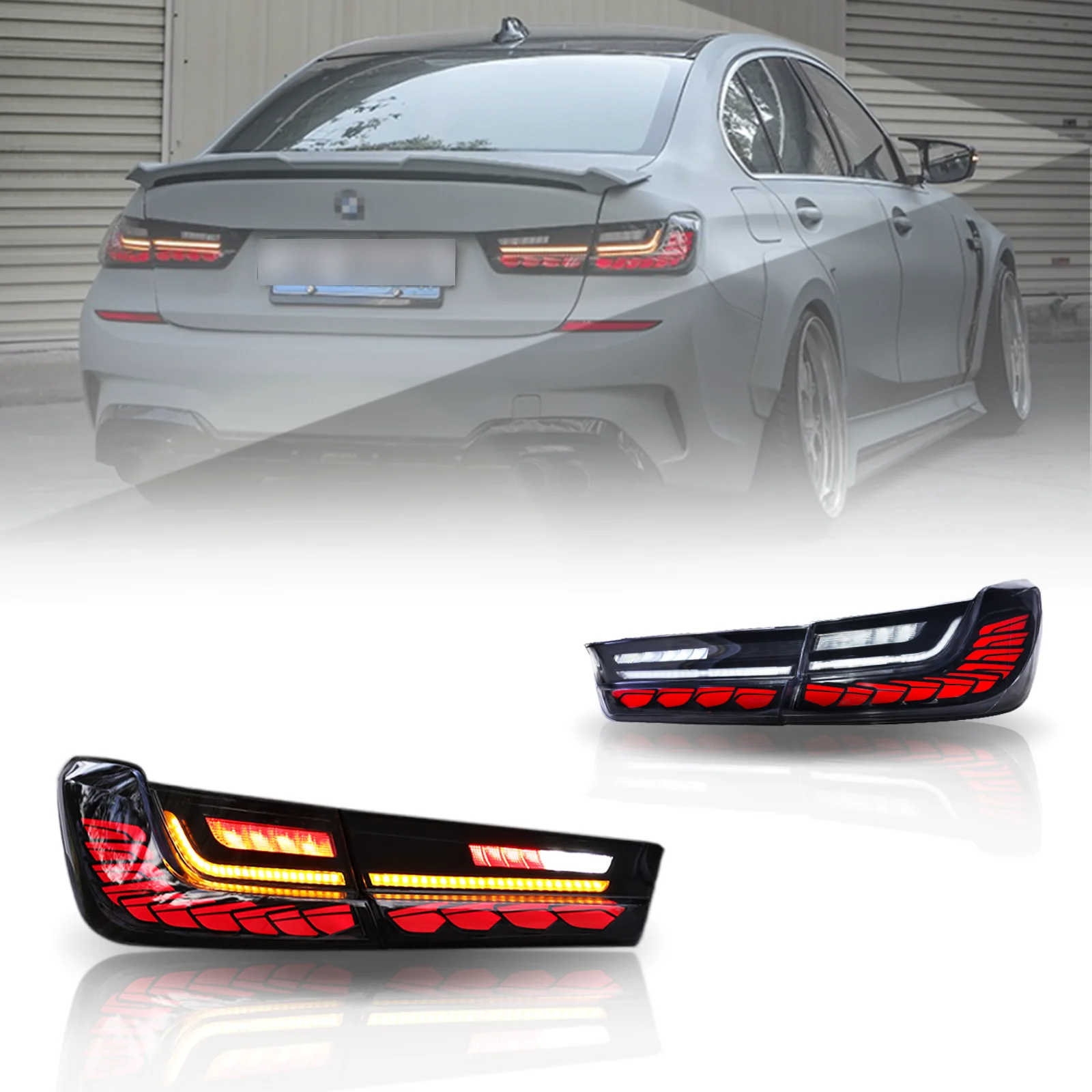 Oubiao For BMW 2019-2021 BMW 3 series G20 taillight dragon scale start effect, bright taillights increase driving safety