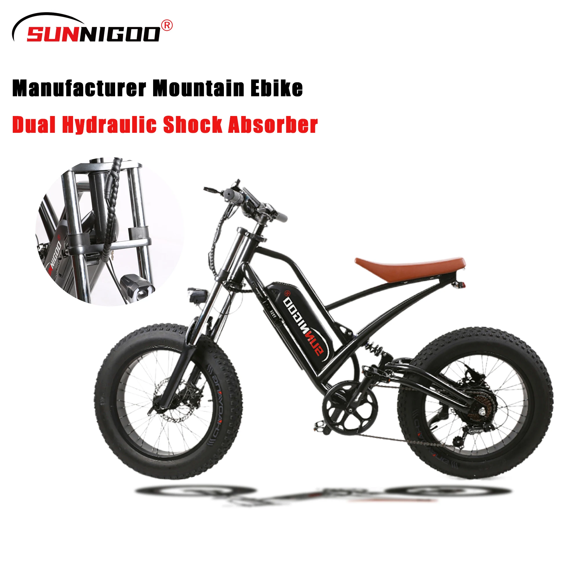 Double Shoulder Aluminium Spring Fork Full Suspension Electric Mountain Bicycle With 20inch Fat Tire electric bike