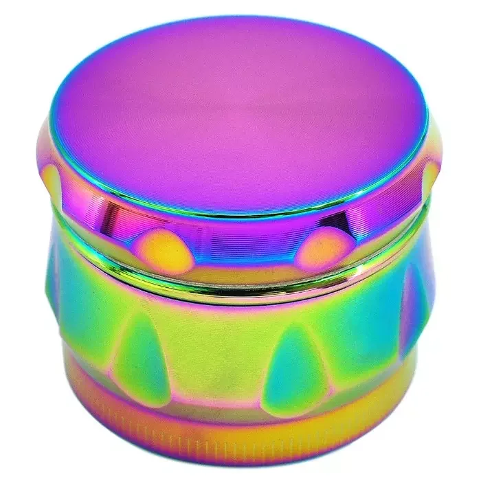 Yiwu JUJI 45mm Rainbow Color Drum Shape Metal Zinc Alloy Herbal Dry Wholesale Custom Herb Grinder 4 Layer Herb Grinder Machine