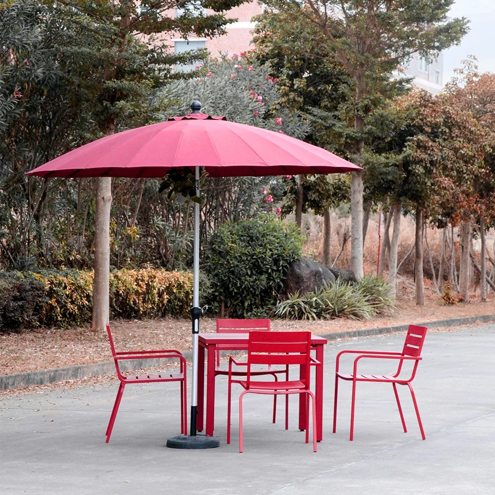 Wholesale heavy duty outdoor beach garden patio 2.5 m red sun umbrella with coffee table and chair
