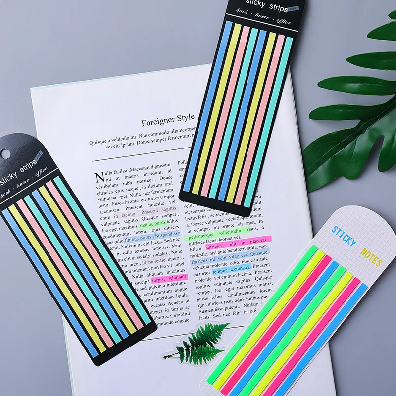 Vintage sticky note paper Morandi and Neon color ins transparent long sticky notes PET extremely fine index stickers