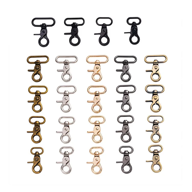 Factory Hot Selling Bag Strap Clips Metal Zinc Alloy Handbag Parts Swivel Lobster Clips Multi Sizes for Bag Straps Home DIY