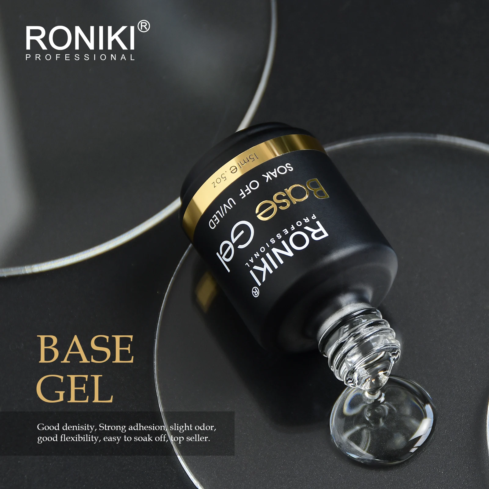 RONIKI new style gel top coat no wipe high shine wholesale private label Soak off top coat and base coat gel set