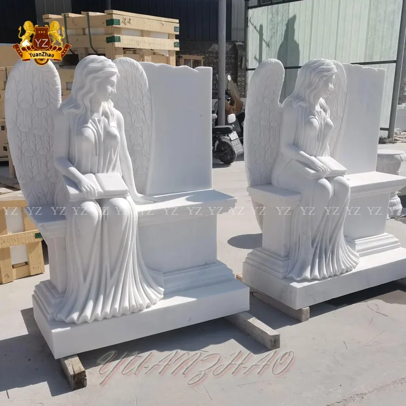 Modern Chinese Granite Heart Headstone Monument Double Tombstones Angel Outdoor Memorial Grave Stone Tombstone Used Gravesites