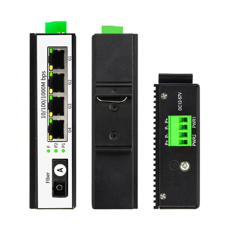 4-port 10//100/1000 BASE-TX+1* 1000M Base FX Industrial PoE Switch Din Rail type 4RJ45  1Fiber SC industrial ethernet switch