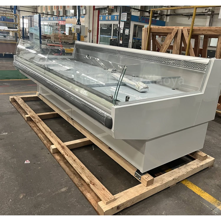 Horizontal Open Display For Meats And Sausages Fish Display Chiller Counter Fish Refrigerator Deli Display Counter