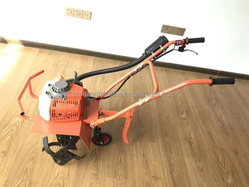 48cc Micro-tillator Small Agricultural Gasoline Rotary Tiller Household Hoe Weeding Loosen Soil Open Ditch Plow Field Scarifier