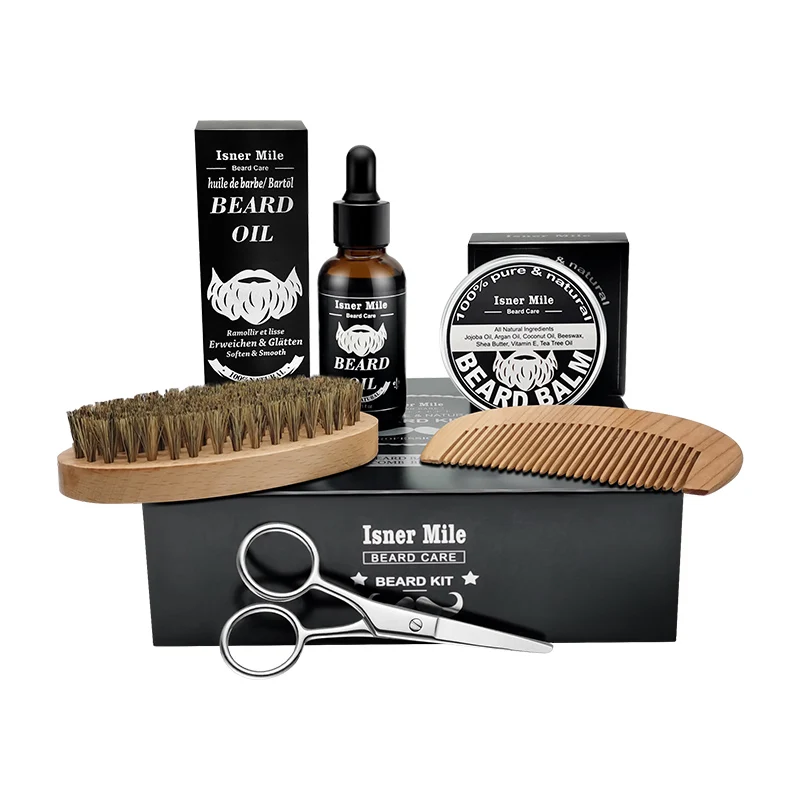 100% Natural scented beard care set for men private label beard growth and grooming kit
