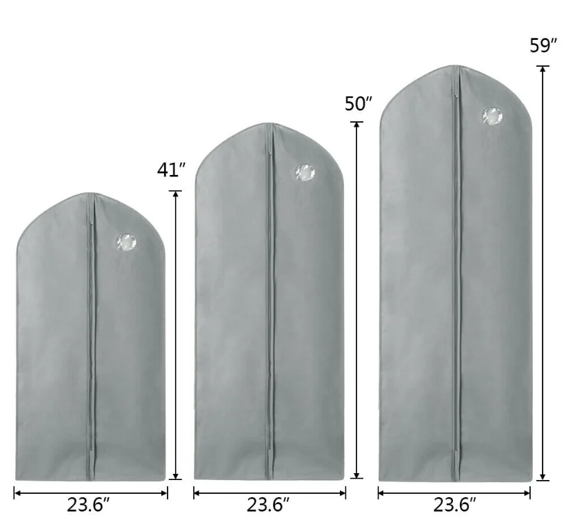 wholesale non-woven dust zippered long evening gowns prom fabric garment bags