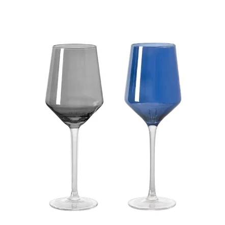 Colored crystal wine glass set with 6 large glass colored glassware