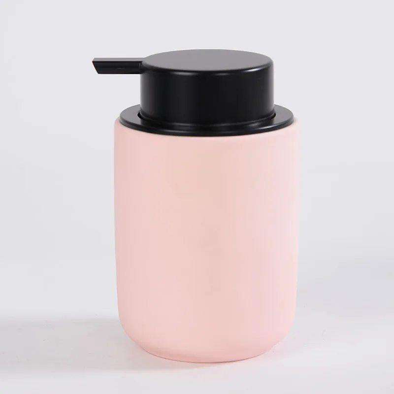 Wholesale Hot Selling Nordic Custom Pink Grey Green Hotel Ceramic Bathroom Accessories Lotion Bottle Liquid Soap Pump Dispensers