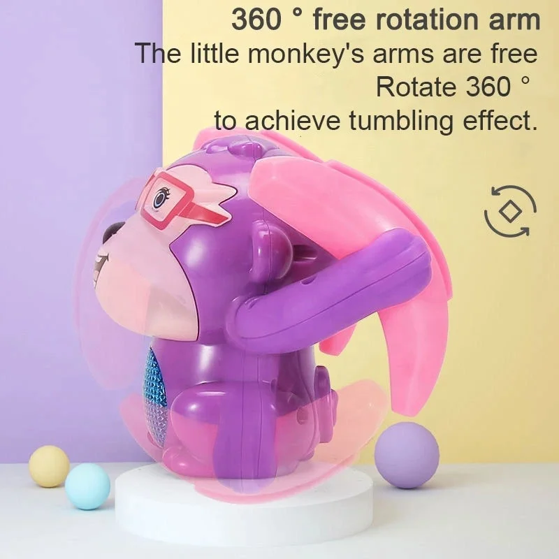 Flipping voice control tumbling monkey toy rollover electric induction rolling animal toy for children with lighting and music