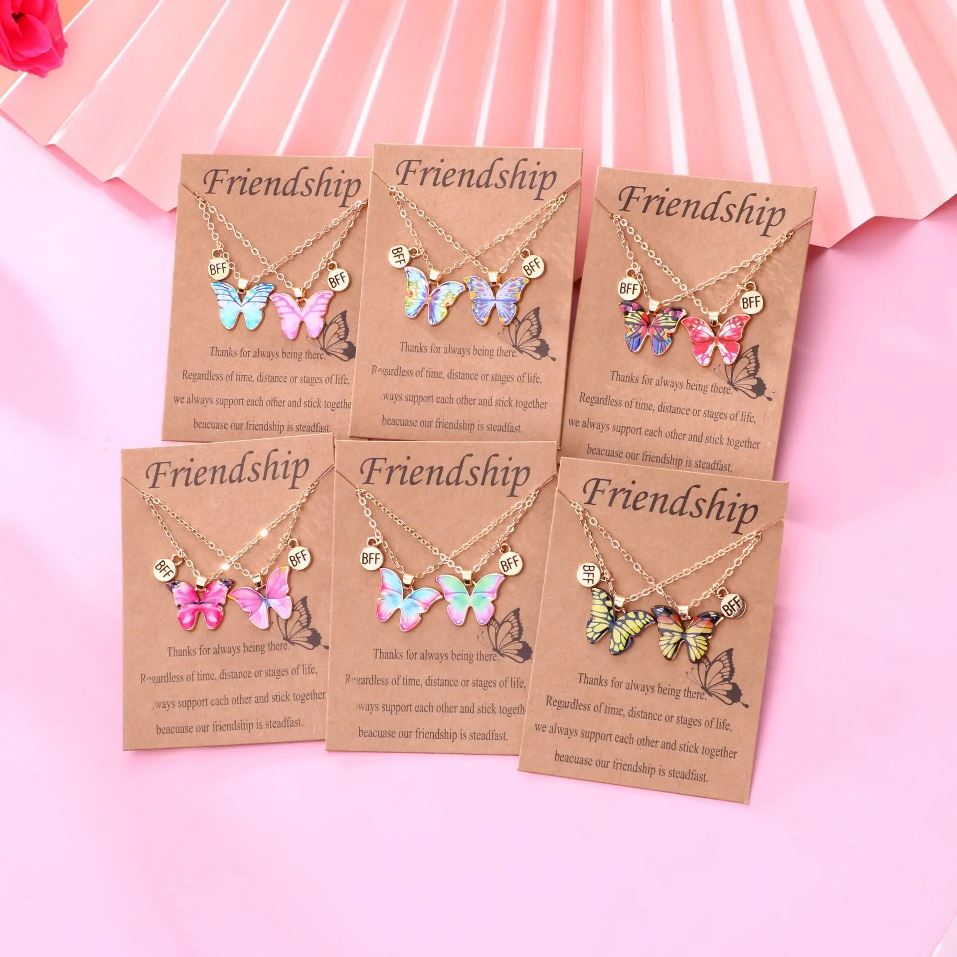 Модное ожерелье BFF яркое эмалированное ожерелье-бабочка ювелирные изделия для сестры с подвеской-бабочкой в европейском стиле