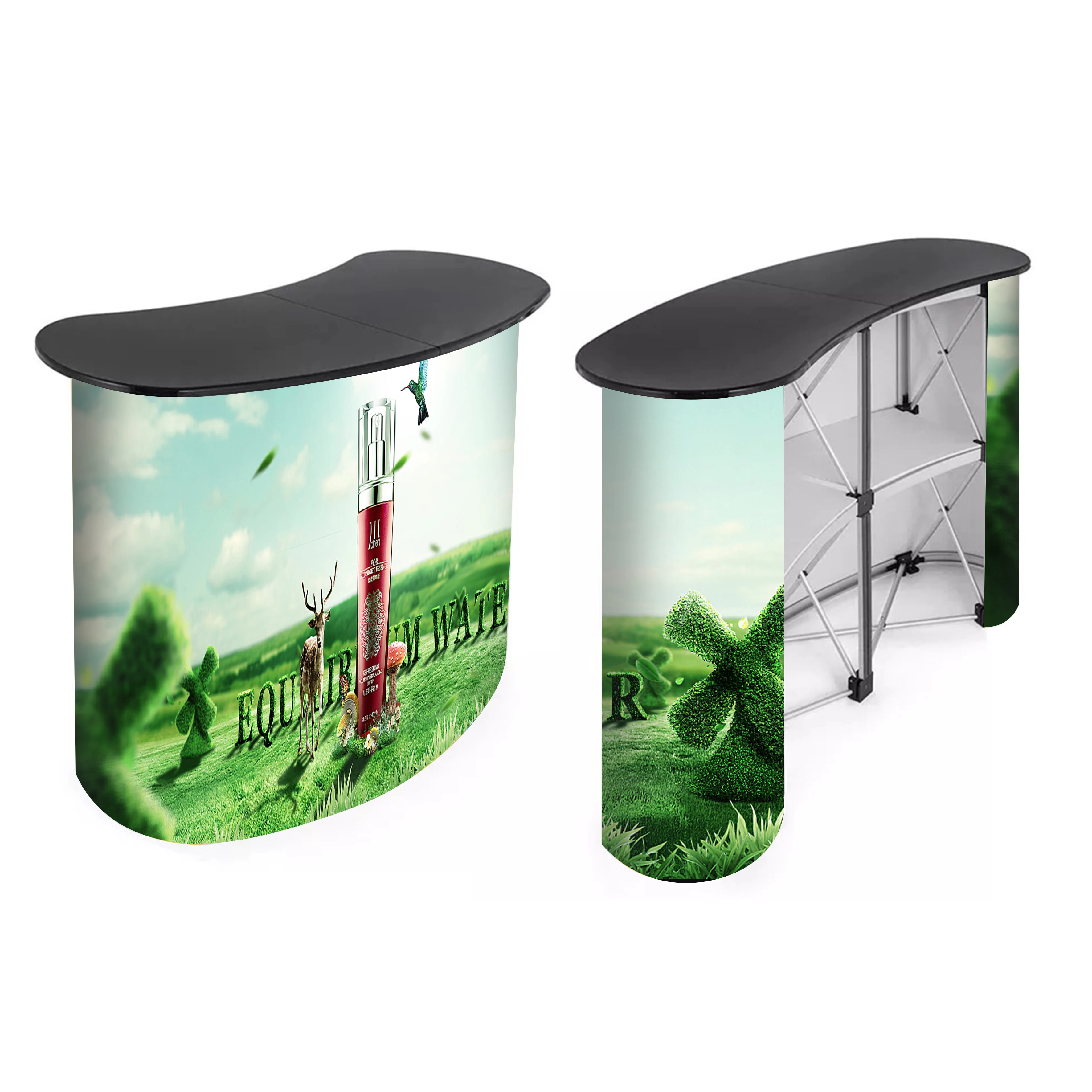 Pop up Display Counter Stand Easy-to-Assemble Promotion Table for Exhibition Booth Reception for Trade Shows and Storefronts