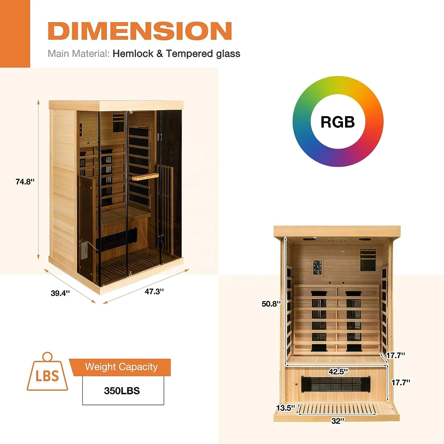 Customize 1-2 Person Indoor Hammam Wood Sauna Combo Steam Shower Personal Home Room Infrared Sauna with Warm-up Heater Tube