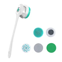 Многофункциональный массажер для душа, спины, тела, силикон, с длинной ручкой, электрические щетки для ванной, губки, скрубберы