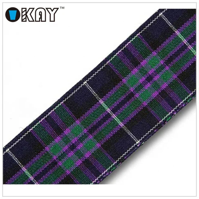 Hot sale custom polyester tartan plaid christmas checked ribbon