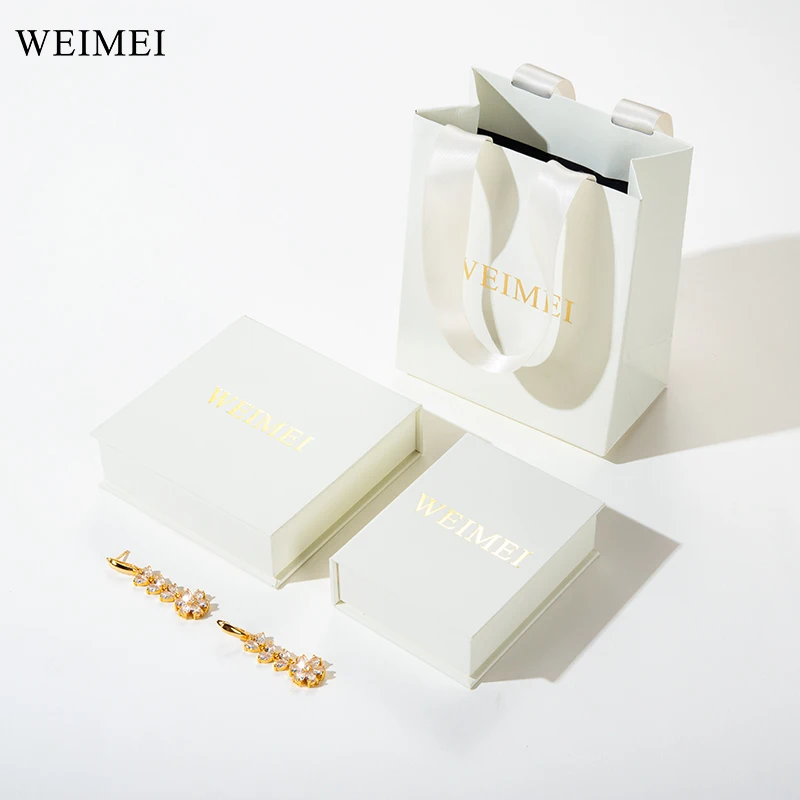 WEIMEI Custom color Eco New Design Book Shape Earring Necklace Gift Packaging White Jewelry Paper Boxes with Logo