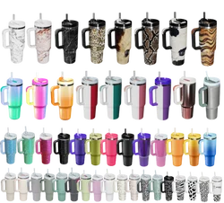 stainless steel 40oz stanlys tumbler with BPA free silicone bottom protective sleeve and dustproof strawcap customize Leopard