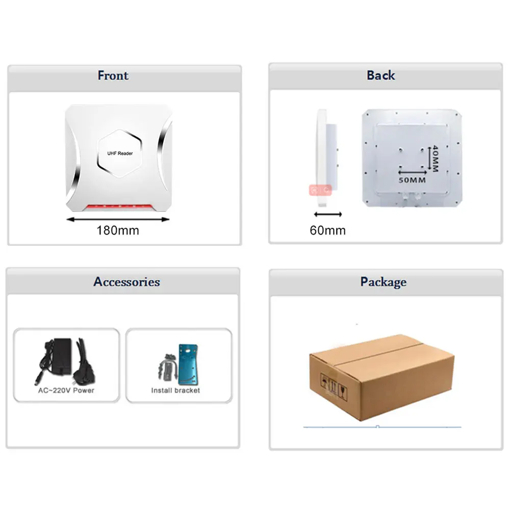 10 Meter Long Range Reader Integrated UHF RFID Reader  Multi-tag RFID UHF Antenna USB RS485 Wiegand communication