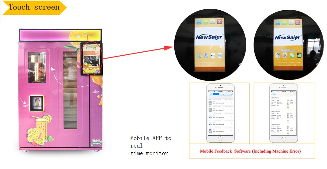 24 hours unattend automatic fresh orange juice automatic vending machine for any location