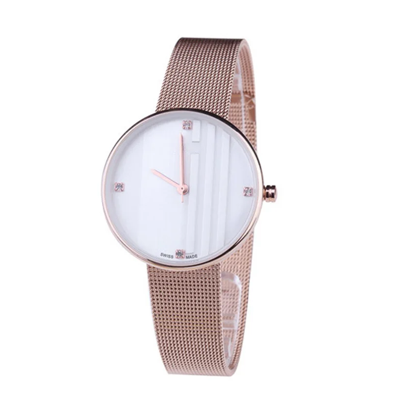 Manufacturers simple design quartz movement mesh band wrist watch women