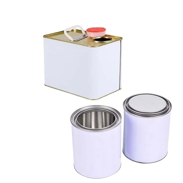 2L Rectangle Tin Container for Paint with White Color Square 2.5L Metal Tin Can for Oil Thinner Epoxy Packaging