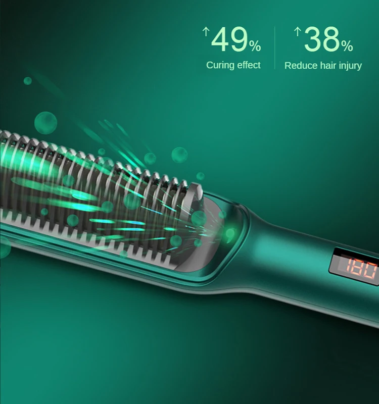 Portable Hair Straightener Fast Heating 17 gear adjust negative ions Electric Brush Hair Straightener With LCD Display