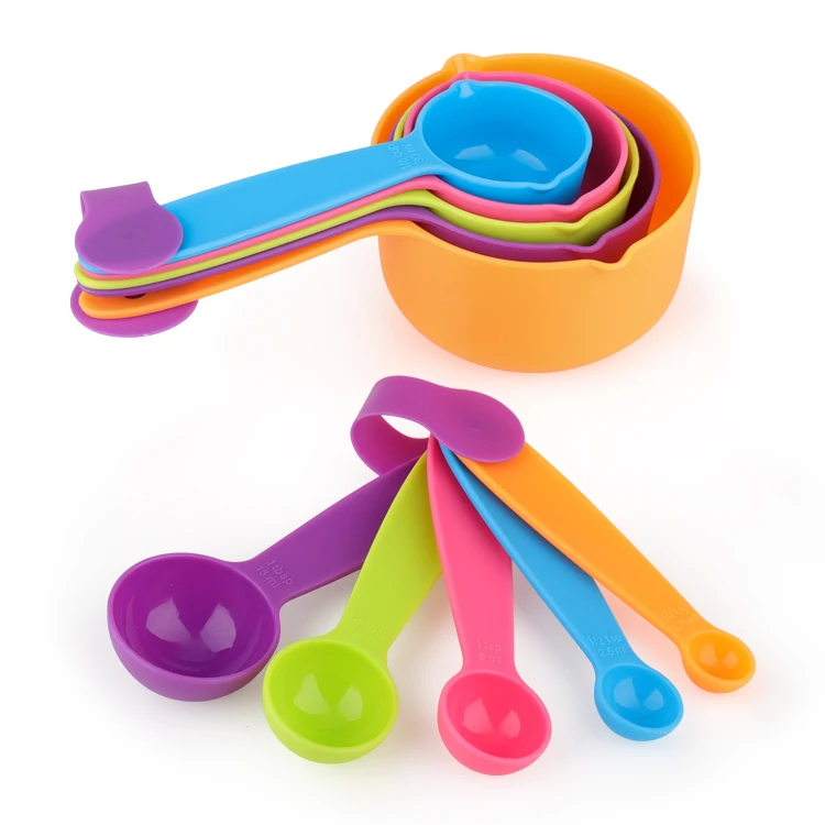2021 China Manufactured Color Thick Plastic 10-Piece Kitchen Measuring Cup And Spoon