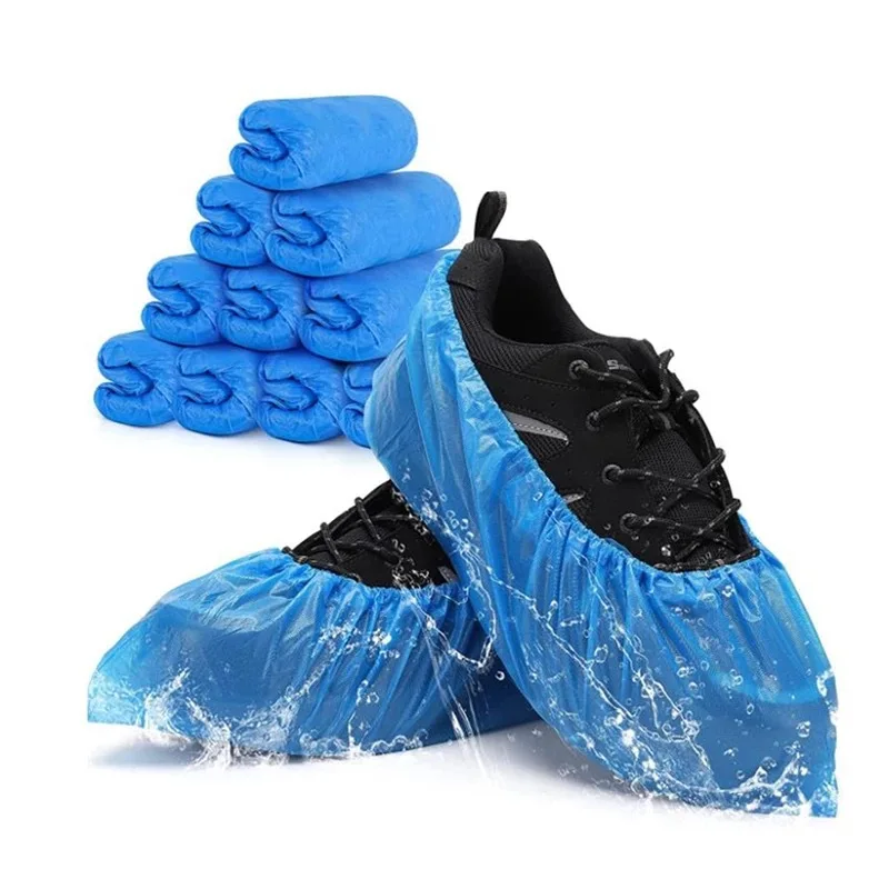 Dericsson Disposable Shoe Cover Waterproof Short Blue Shoe Covers PE/CPE Material