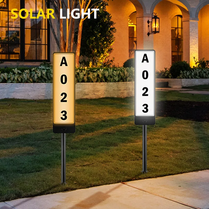 Customized Led Solar House Number Light Waterproof IP65 Door Plate Powered Street Yard Address Plaques Sign Outdoor Signage