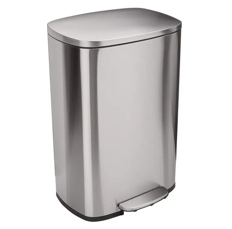 50 Liter Soft Close Smudge Resistant Stainless Steel Trash Can with Foot Pedal Brushed Satin Nickel Finishing
