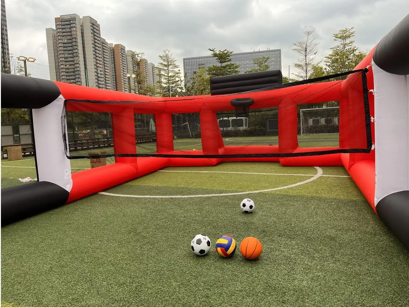 Portable Inflatable Sports Court Inflatable Soccer & Basketball & Volleyball Field 3 in 1 Multiple Sport Game