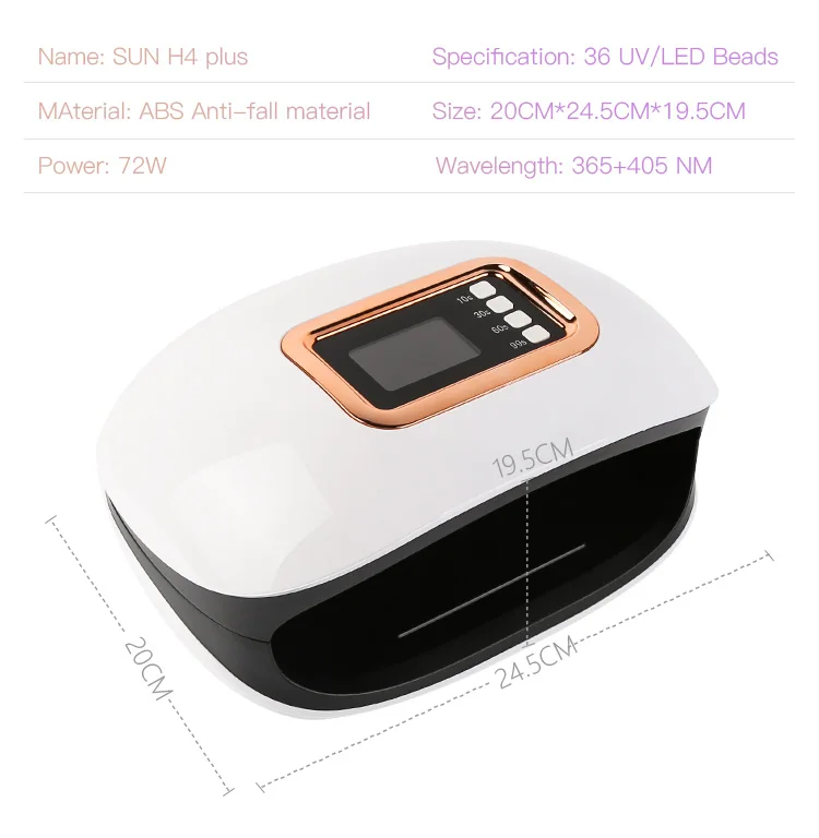 72w high power UV/LED smart infrared auto sensor quick nail dryer w/digital display for nail art 4 gear timer setting