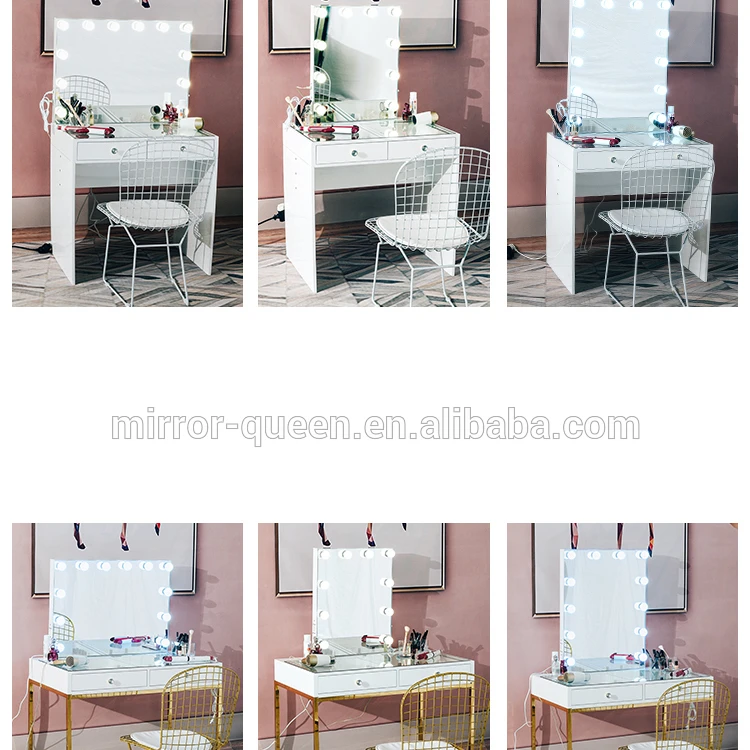 
Набор для макияжа с высокой глянцевой отделкой и большим зеркалом с подсветкой, светодиодная лампа с регулируемой яркостью, роскошные стеклянные топы, наборы для макияжа для девочек 