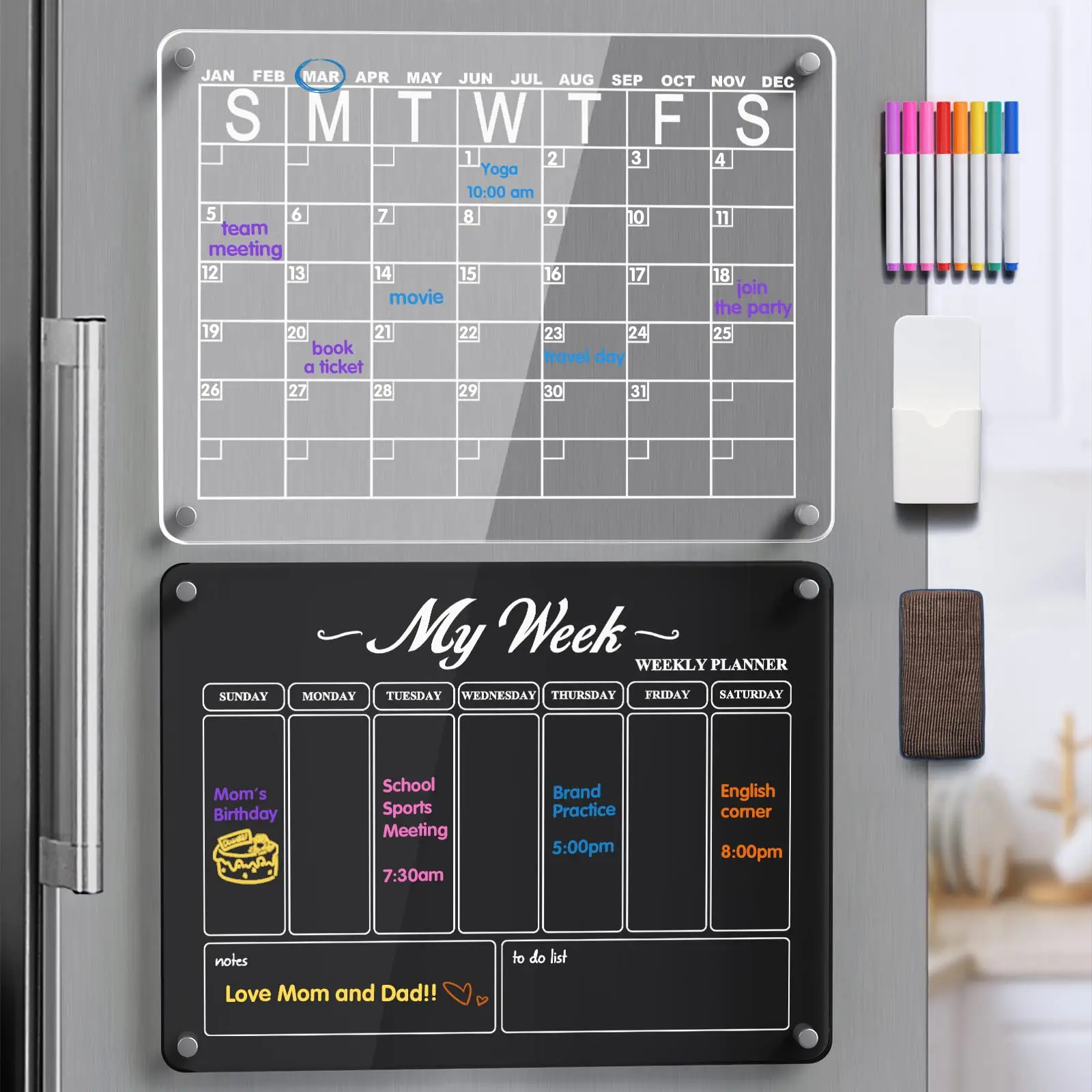 Подгонянный домашний офис многоразовая доска для взрослых детская 3D акриловая магнитная письма сухого стирания календарь