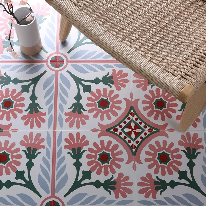 Retro pattern tile kitchen ground pink floor tiles non-slip balcony antique wall tiles