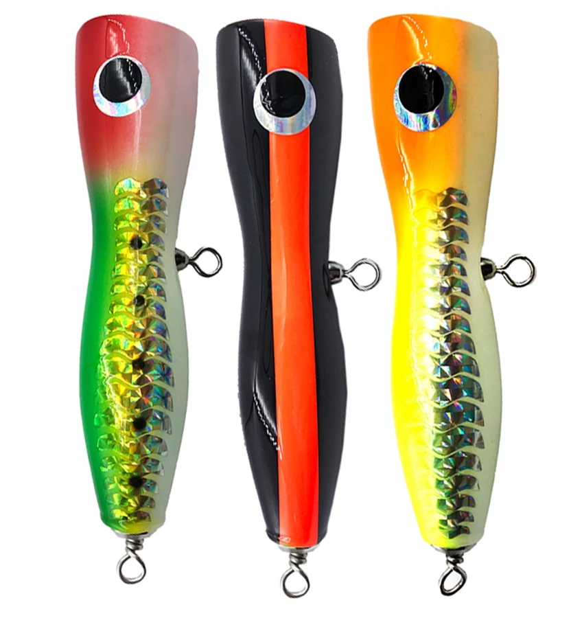 Wholesale Wooden Popper Lure Handmade Hard Trolling Fishing Baits Wood Lure Popping Bait Top Water  wooden lures