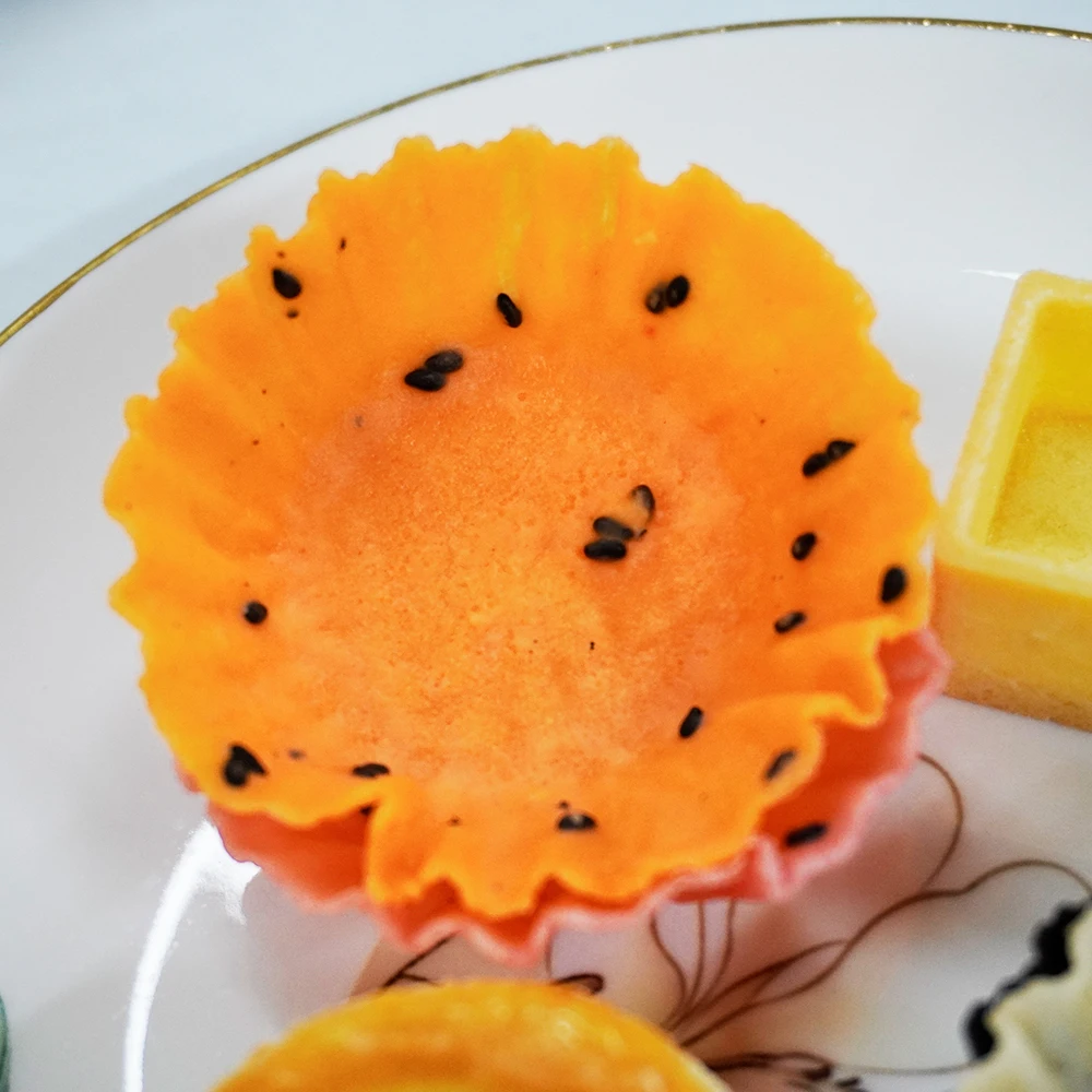 Hot Sale Sugar Free Chocolate Flavor Slim Crispy Beveled Tart Shell Premade Frozen Low Fat Butter Egg Tart Shell