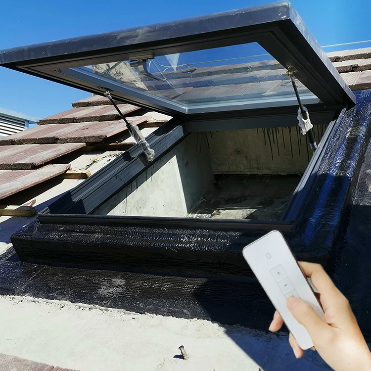 Automatic Electric Openable Ventilated Design Glass Roof Window Skylight Dome Aluminum Tempered Glass Rooflights