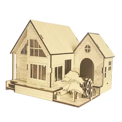 Wooden Handicraft Toys Assembly Garden Villa Souvenir Model 3d Wood Puzzle Set diy  Kids Jigsaw House Toys