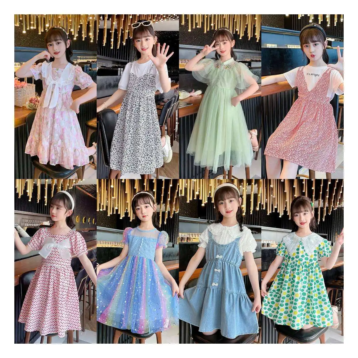 wholesale popular children wear high-quality and beautiful new designs, girls wear printed flower dresses No reviews yet
