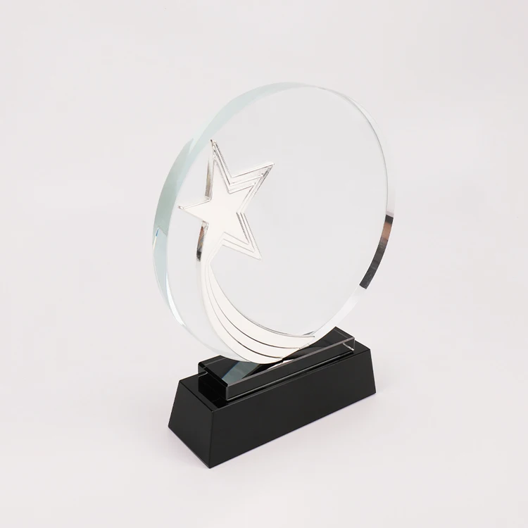 Gold silver bronze resin Star Glass Crystal  plaque Trophy and Award MH-NJ0167
