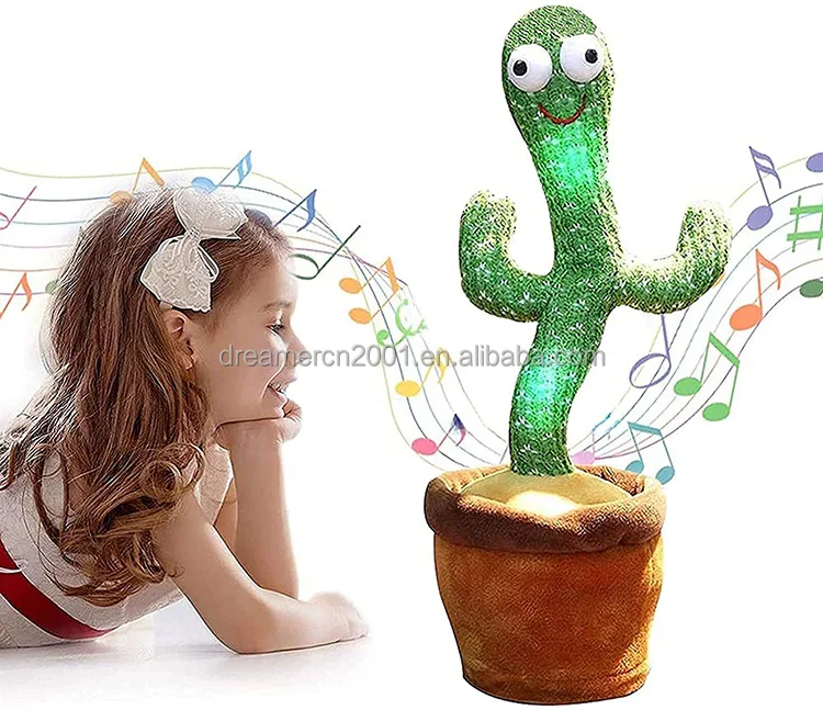 Wholesale Singing Talking Dancing Cactus Plush Repeat What You Say Music Light Up Baby Toys Gifts for Kids Toddlers