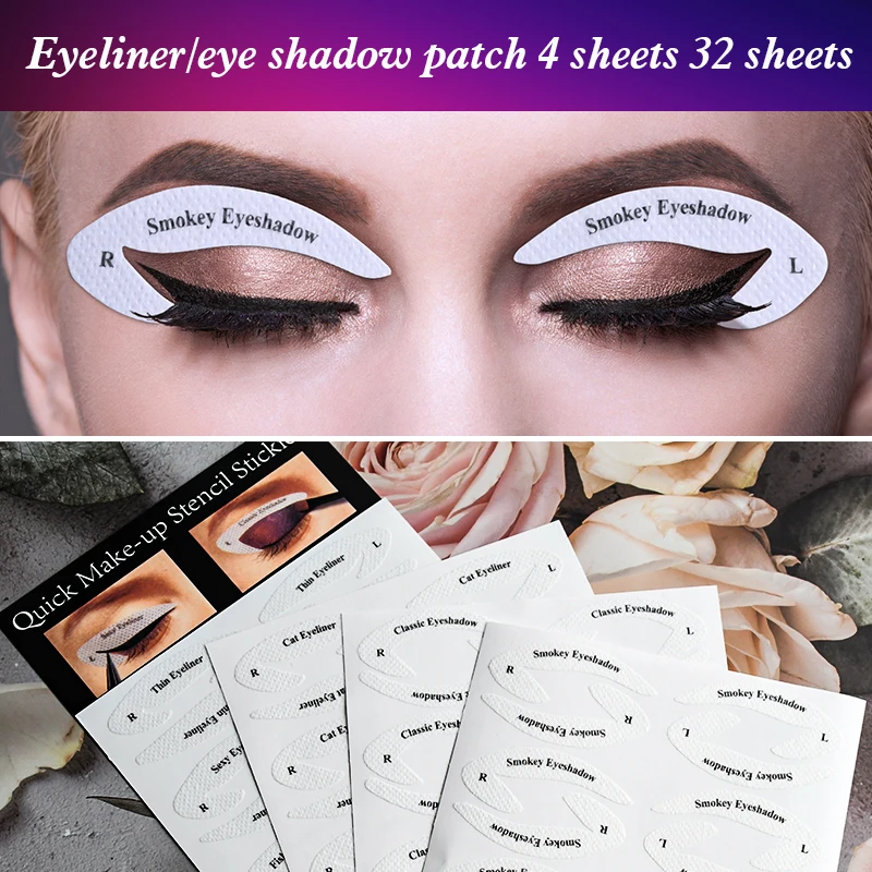 Easy makeup tool kit eyeshadow pads stencils eye shadow eyeliner shields Liint free eyeliner patches cat eyeliner stencil