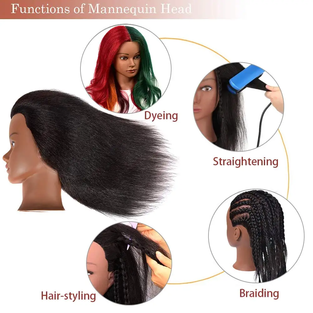 
Real Human Hair Styling Dye Cutting Cosmetology Manikin Training Practice Female Mannequin Head 