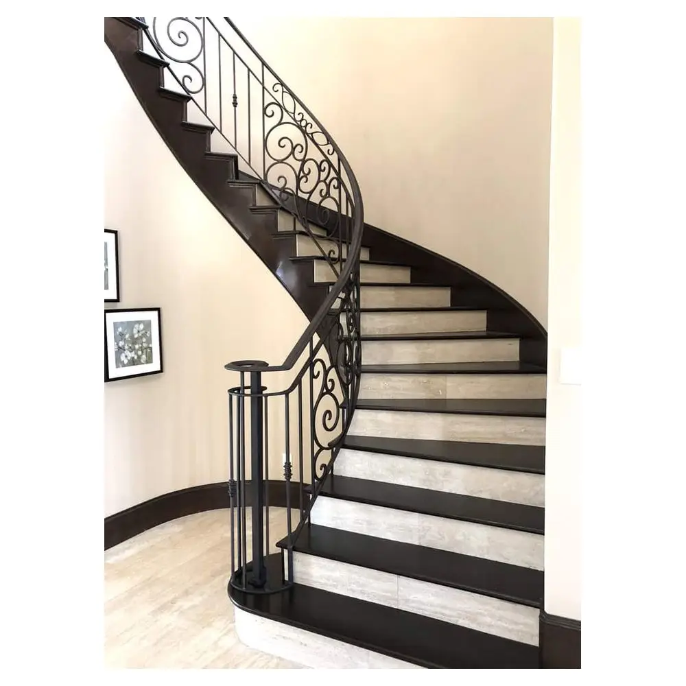 Orient Luxury Customized Classical Staircase Balusters Hand Forged Antique Steel Scrolls Design Security Wrought Iron Railing