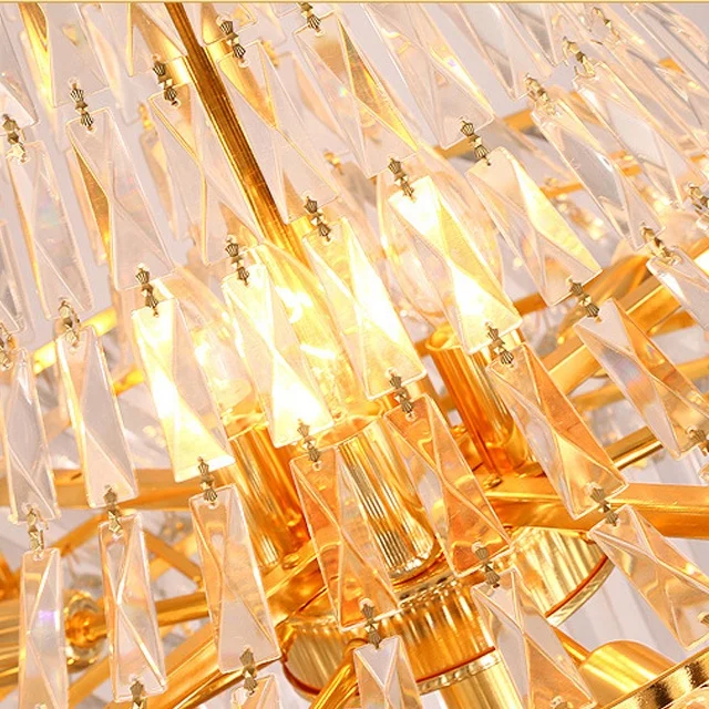 Energy Saving Light Source and Gold Empire Long Crystal Chandelier Stair Light For Villas Hotel Lobby Lighting