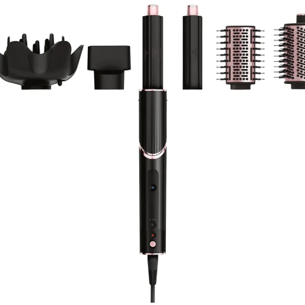 Salon use hair dryer 110,000 PRM Brushless BLDC Motor with Ionic Professional Auto Wrap Hair Dryer styler 7 in 1 Hot Air Brush